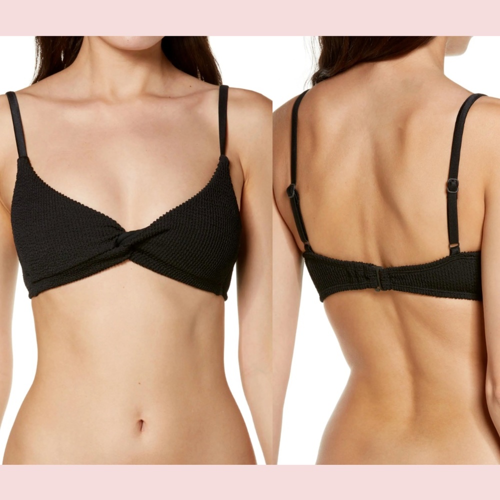 NEW $59 Good American [‎ 0 in GA ] Always Fits Twist Bikini Top Black